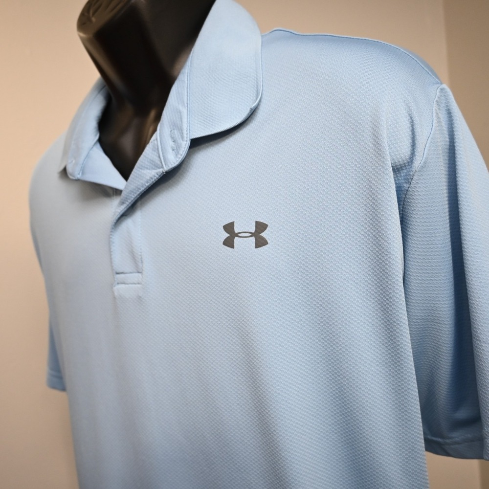 Under Armour Golf Polo Bue Performance‎ HeatGear Loose Short Sleeve Mens 2XL XXL